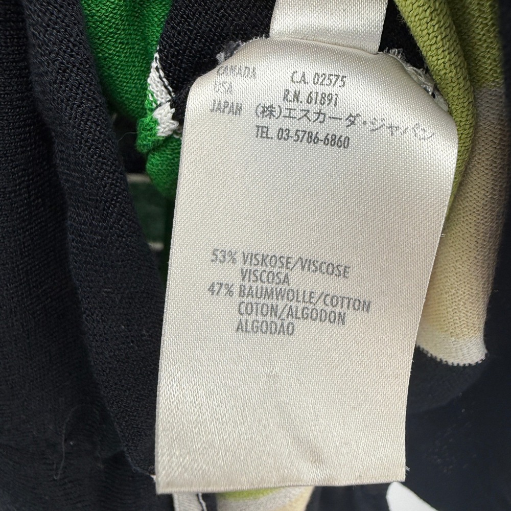 ESCADA VTG 90's Green Knit Chevron Stripe Peekaboo Dolman Top Made in Italy 42 - Picture 10 of 14